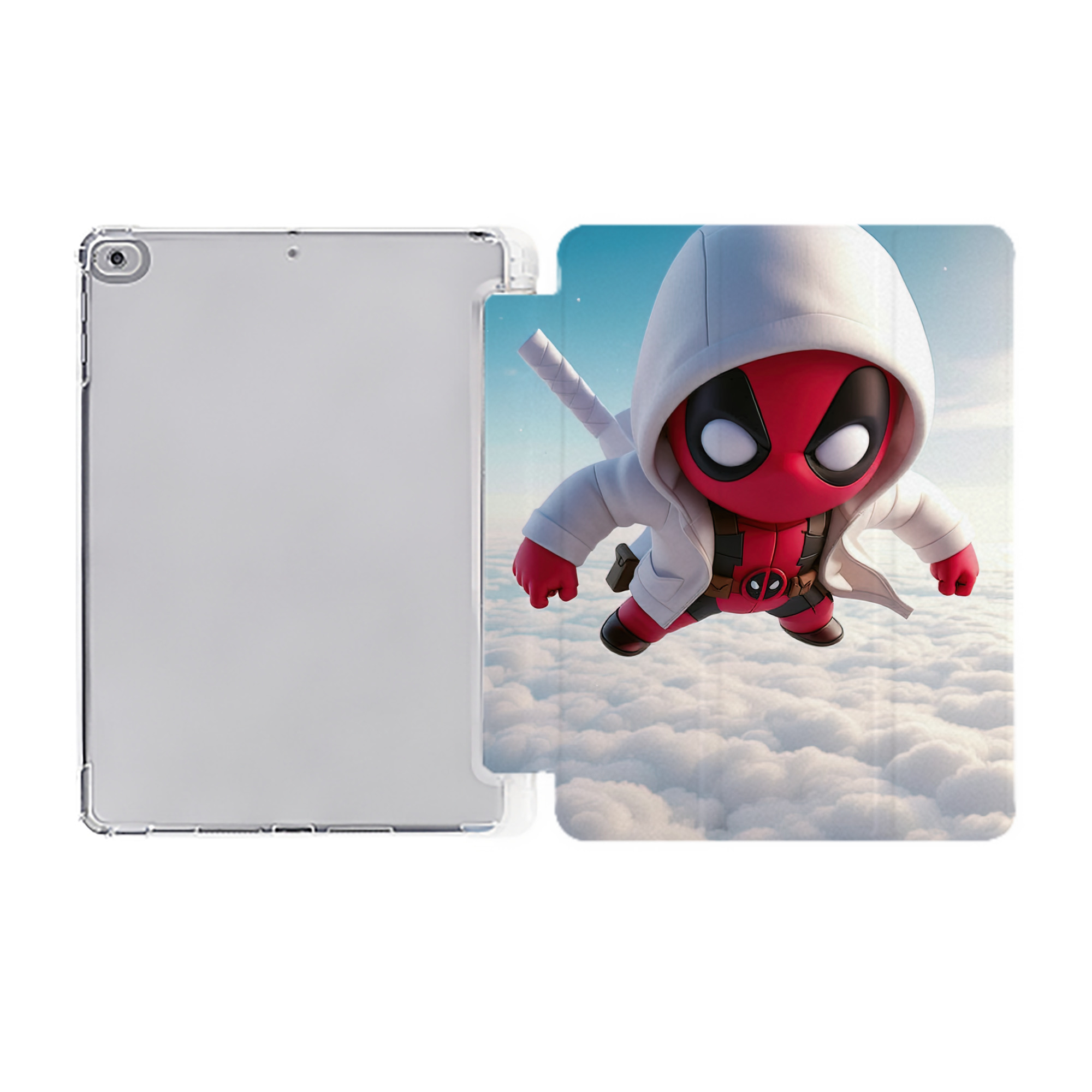 （画像用） Deadpool デッドプール IPad ケース ペン収納付き 三つ折りスタンド PUレザー×シリコン 対応機種9.5/10.5/10.9インチ